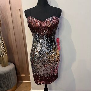 Sequin Mini Dress in Multicolor by Wow Couture New With Tags